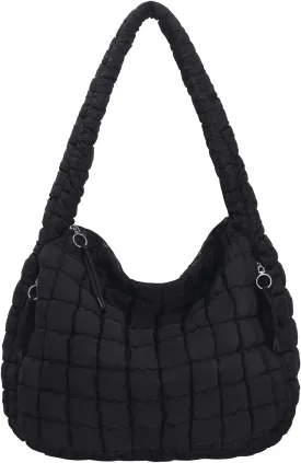 Puffer Tote Bag for Women Large Quilted Carryall Bag Soft Puffy Crossbody Lightweight Shoulder Handbags Work Travel