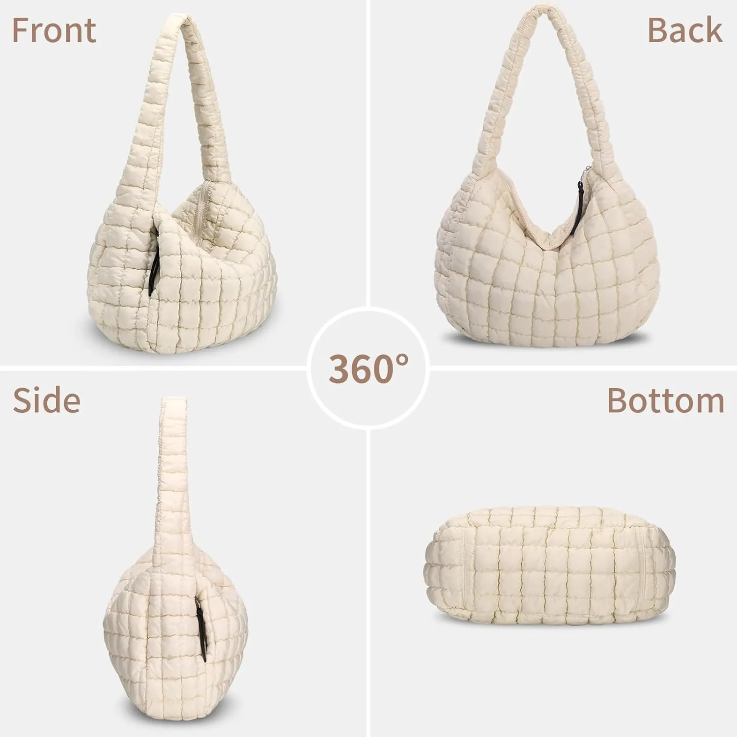 Puffer Tote Bag for Women Large Quilted Carryall Bag Soft Puffy Crossbody Lightweight Shoulder Handbags Work Travel