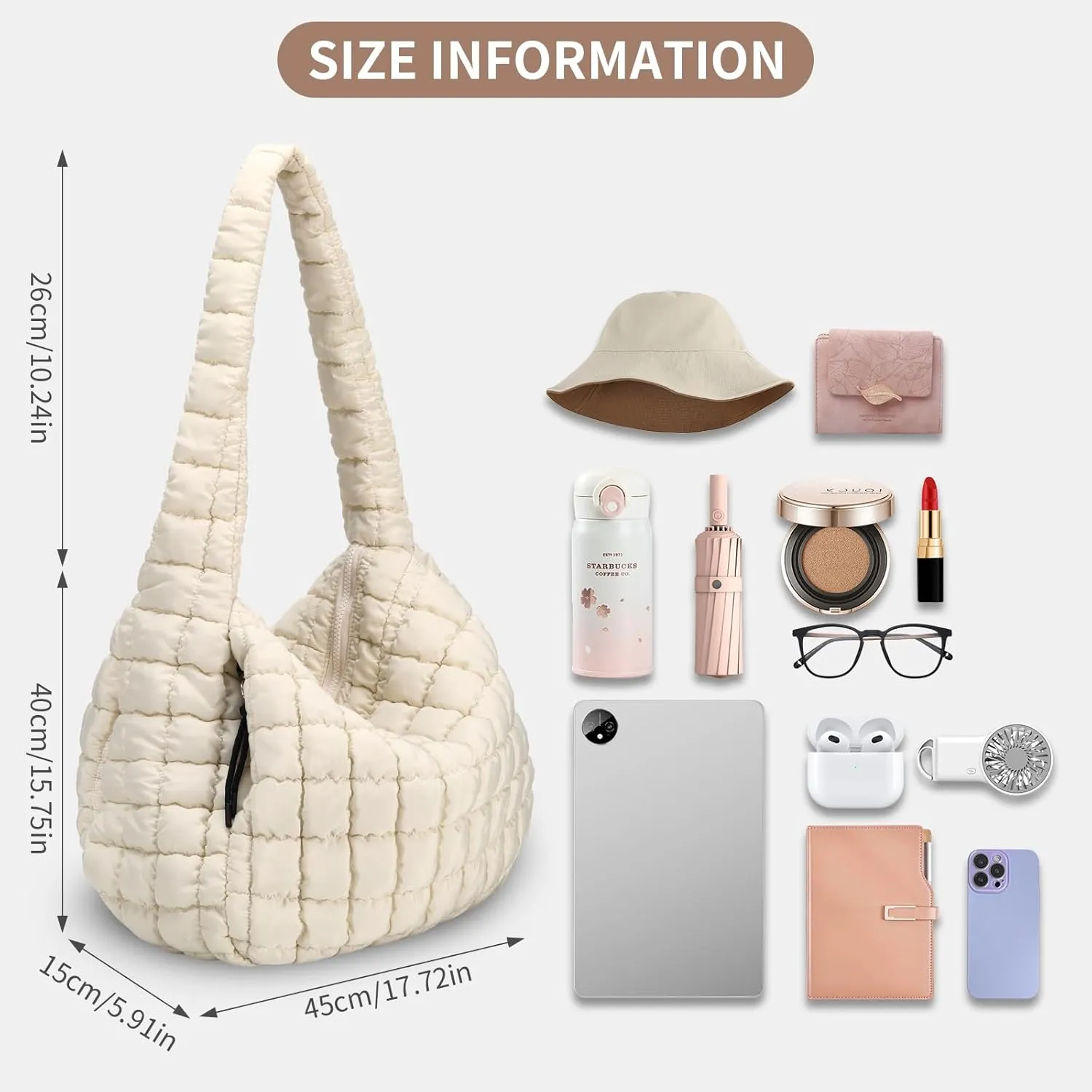 Puffer Tote Bag for Women Large Quilted Carryall Bag Soft Puffy Crossbody Lightweight Shoulder Handbags Work Travel