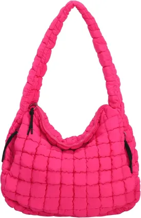 Puffer Tote Bag for Women Large Quilted Carryall Bag Soft Puffy Crossbody Lightweight Shoulder Handbags Work Travel