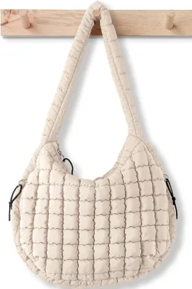 Puffer Tote Bag for Women Large Quilted Tote Bag Quilted Carryall Bag Soft Puffy Crossbody Bag Hobo Handbags Puff Purse