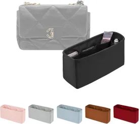 Purse Organizer Insert for 19 Handbag, Satin Bag Insert Compatible with Chanel, Lightweight and Soft Touch Inner Bag for Women Luxury Handbags, Multicolor Options(Black, Jumbo30)