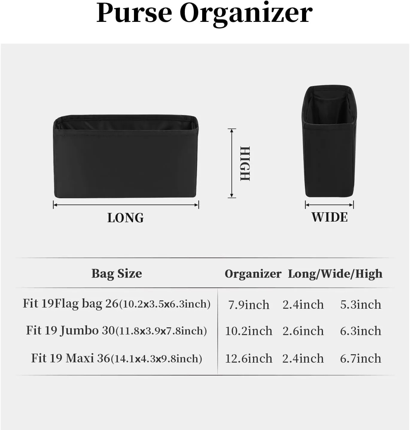 Purse Organizer Insert for 19 Handbag, Satin Bag Insert Compatible with Chanel, Lightweight and Soft Touch Inner Bag for Women Luxury Handbags, Multicolor Options(Black, Jumbo30)