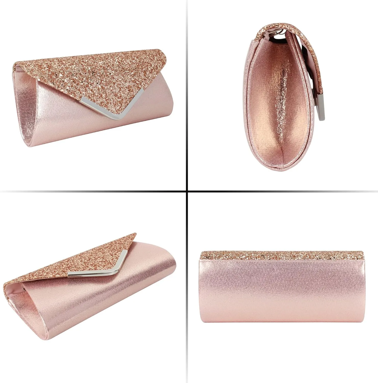 Queena Womens Shiny Glitter Evening Clutch Envelope Handbag Chain Purse for Wedding Party Prom Gift for Mom Wife Girlfriend