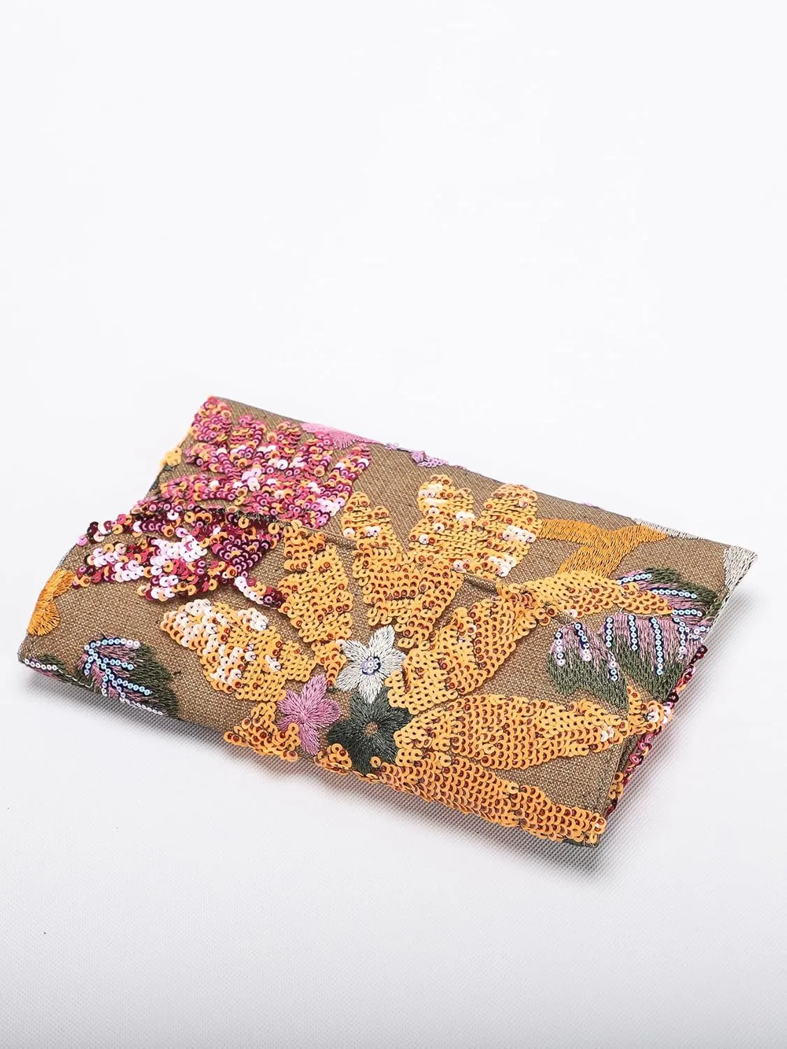 RICHTRUE Sequin Beaded Purse Boho Flower Embroidery Evening Clutch Purses Women Elegant Flap Envelope Y2k Party Bag