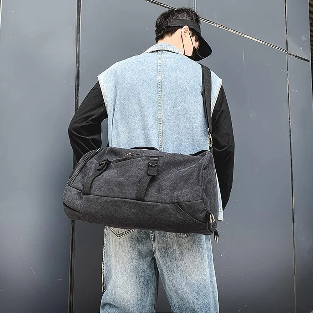Rucksack Carry On Bag Traveling Large Capacity Round Bucket Duffel Vintage Luggage Backpack for Men Women