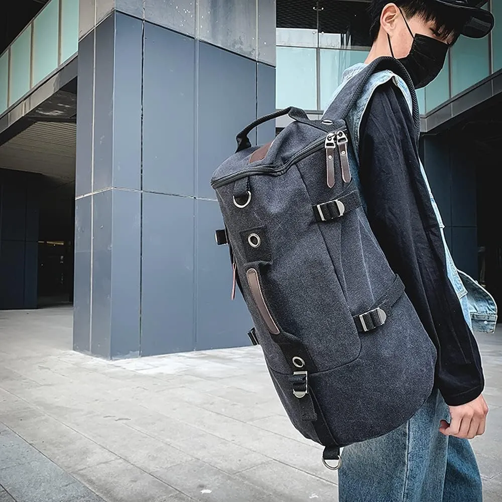 Rucksack Carry On Bag Traveling Large Capacity Round Bucket Duffel Vintage Luggage Backpack for Men Women