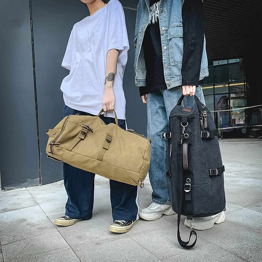 Rucksack Carry On Bag Traveling Large Capacity Round Bucket Duffel Vintage Luggage Backpack for Men Women