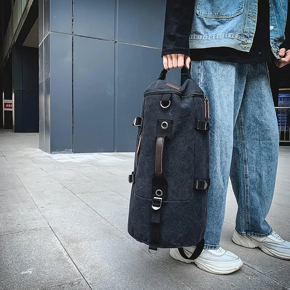 Rucksack Carry On Bag Traveling Large Capacity Round Bucket Duffel Vintage Luggage Backpack for Men Women