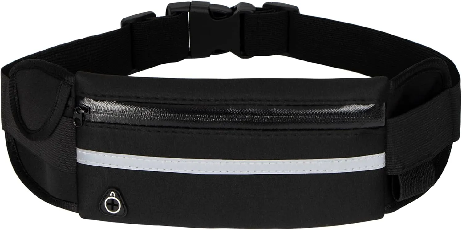 Running Belt [Waist] [Pack]s,[Workout] Fanny [Pack],Ultra Light Bounce Free [Waist] Pouch Fitness Belt Sport for Women Men,Adjustable Waistband Bag for All Kinds of Phone (Black)