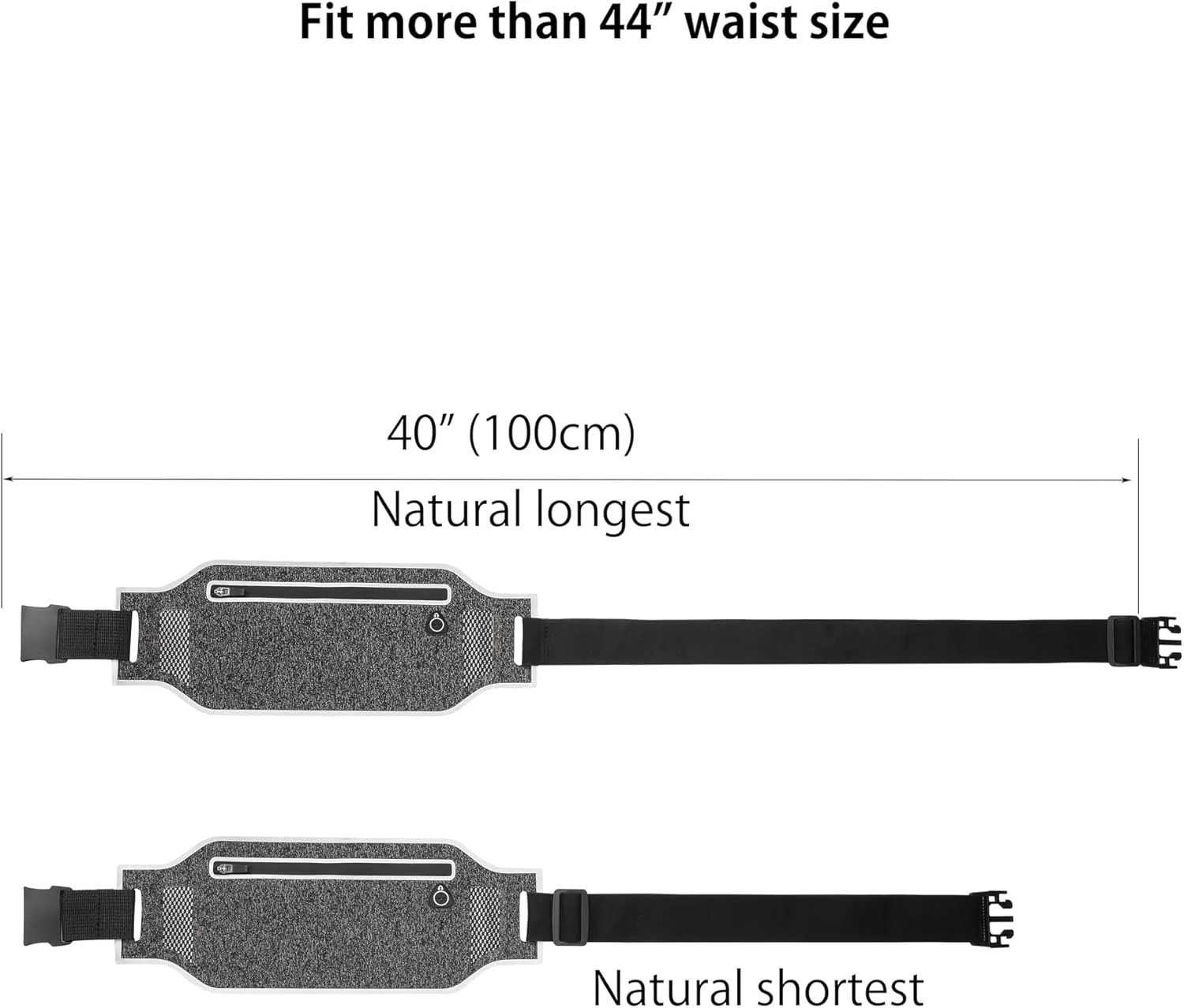 Running belt,Slim Running Waist Fanny Pack Runner Exercise Phone Belt Hip Pouch Bag for Women Men iphone Samsung (Black Grey)