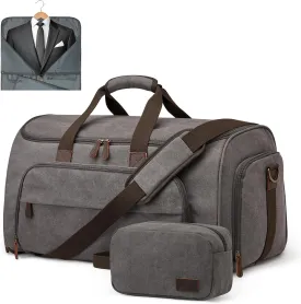 S-ZONE Carry On Garment Bag for Travel Convertible Garment Duffle Bag Suit Bags for Men Women Travel 2 in 1 Hanging Suitcase Business Travel Bag with Toiletry Bag, Gery, 50l
