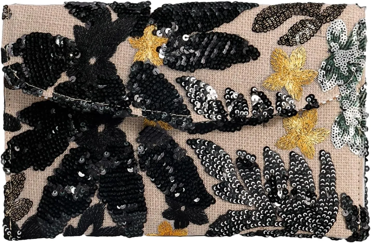 Sequin Embroidered Floral Clutch Purse Women Summer Beaded Blue Envelope Bag Wedding Evening Events Party
