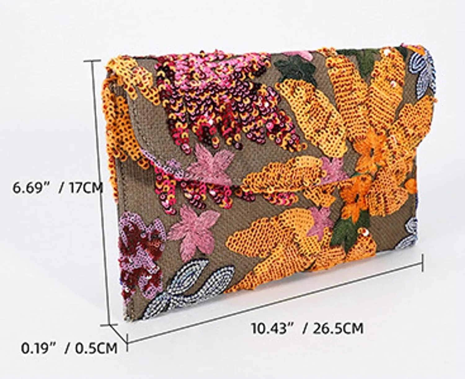 Sequin Embroidered Floral Clutch Purse Women Summer Beaded Blue Envelope Bag Wedding Evening Events Party