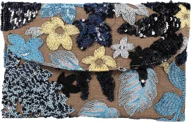 Sequin Embroidered Floral Clutch Purse Women Summer Beaded Blue Envelope Bag Wedding Evening Events Party