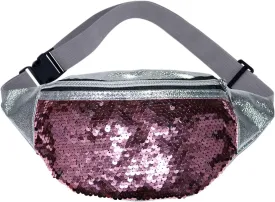 Sequin Fanny Pack with Adjustable Waist Straps, Fashion Waist Packs PU Leather Fanny Packs for Women with Multiple Styles for Running, Cycling, Hiking (Pink)
