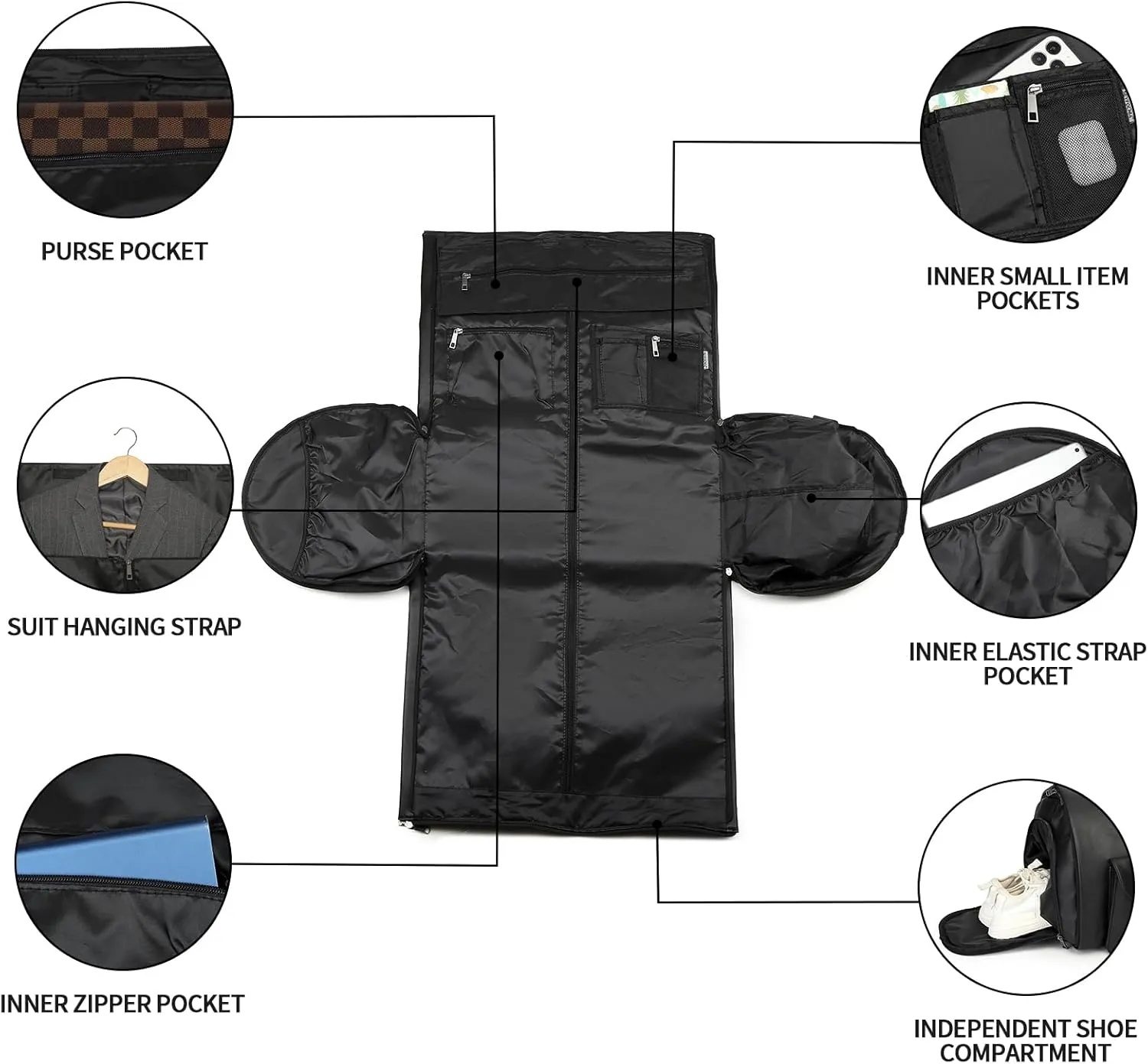 seyfocnia Rolling Garment Bags for Travel,Convertible Duffle Garment Bag Roller Bags for Travel Carry on Garment Bag with Wheels Luggage Rolling Weekender Roller Duffle Bags for Travel-Black