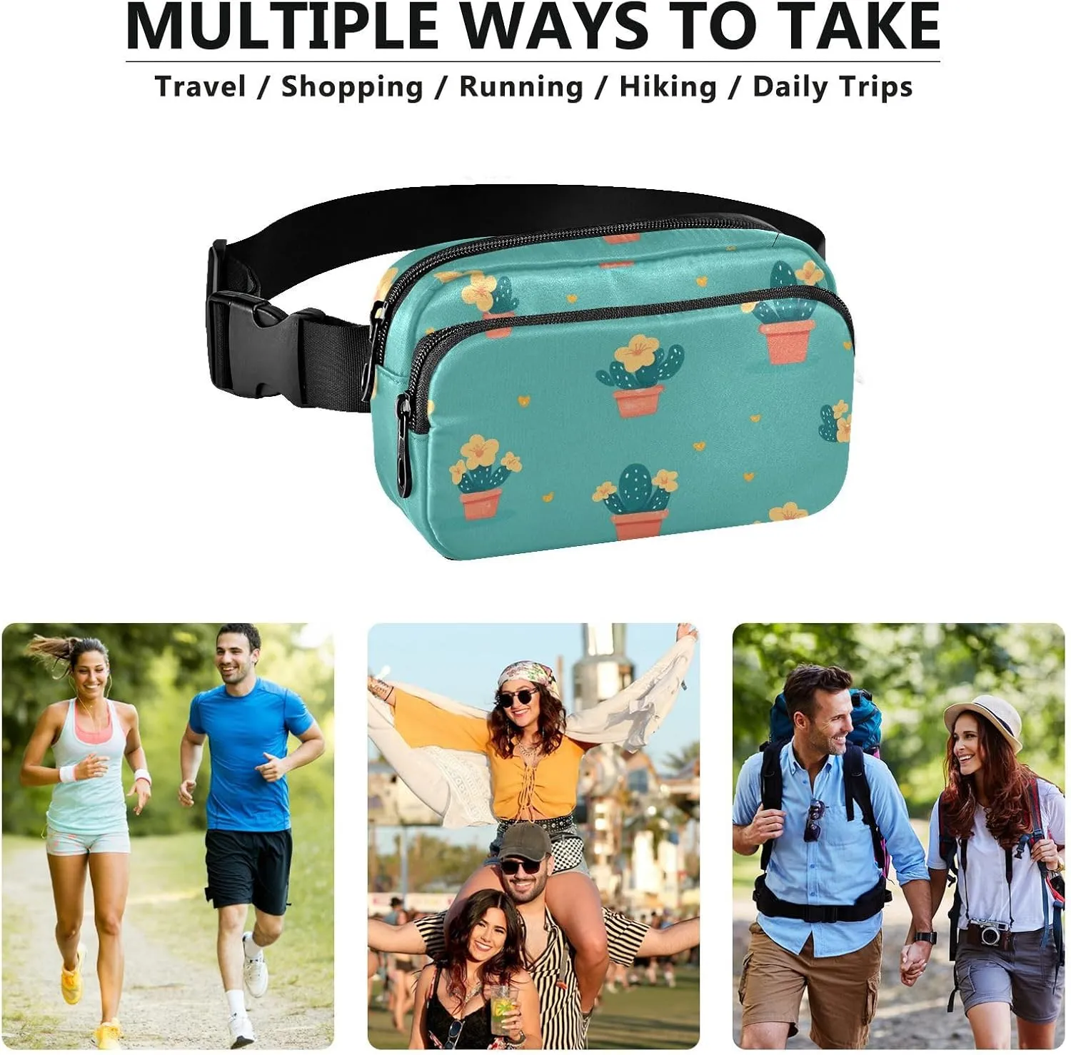 Small Flowers and Small Foliage Stylish Crossbody Bag Waist Packs for Women Men Waterproof Sling Chest Bags with Adjustable Strap for Travel Vacation Running