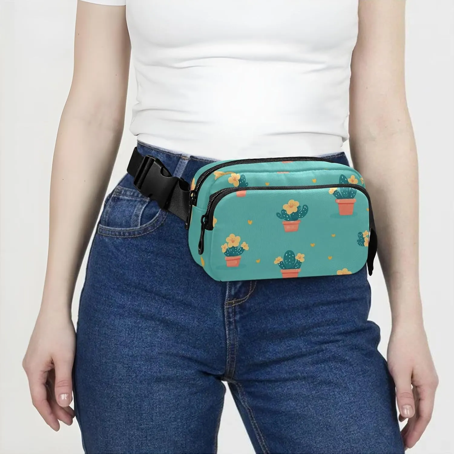 Small Flowers and Small Foliage Stylish Crossbody Bag Waist Packs for Women Men Waterproof Sling Chest Bags with Adjustable Strap for Travel Vacation Running