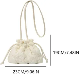 Small Puffer Bucket Bag Detachable Strap Drawstring Quilted Padding Crossbody Bag Soft Padding Handbag