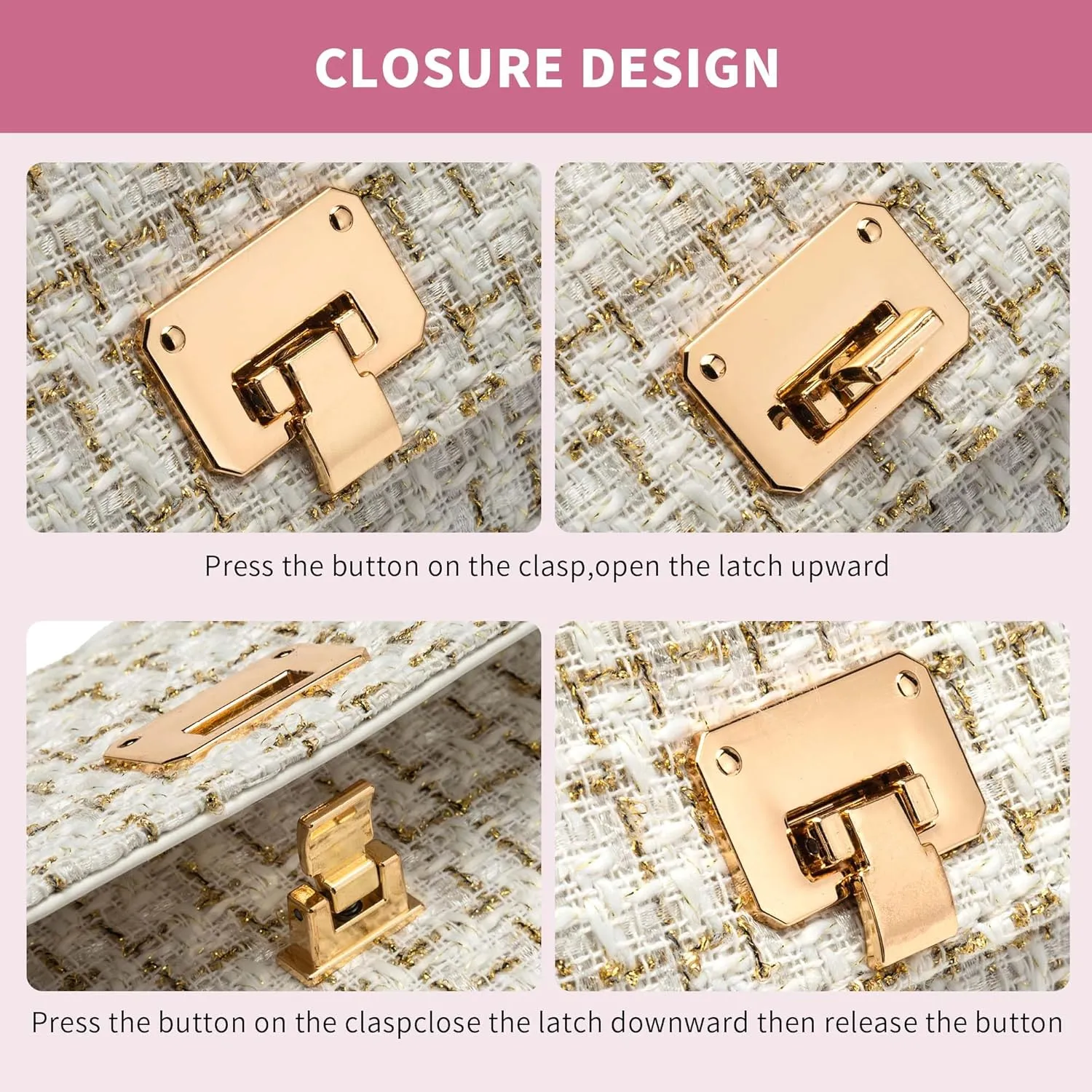 Small Quilted Shoulder Bag for Women Fashion Tweed Mini Clutch Handbag Purses Designer Crossbody Bag, with Chain Strap