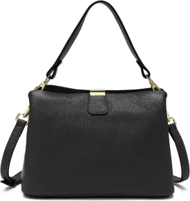Small Women Genuine Leather Bucket Shoulder Bag Soft Crossbody Purses for Lady Handbag