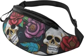 Sugar skull flowers Fanny Pack for Women Men Fashion Waist Pack Adjustable Belt Bag for Workout Running Travelling Casual Waist Bag