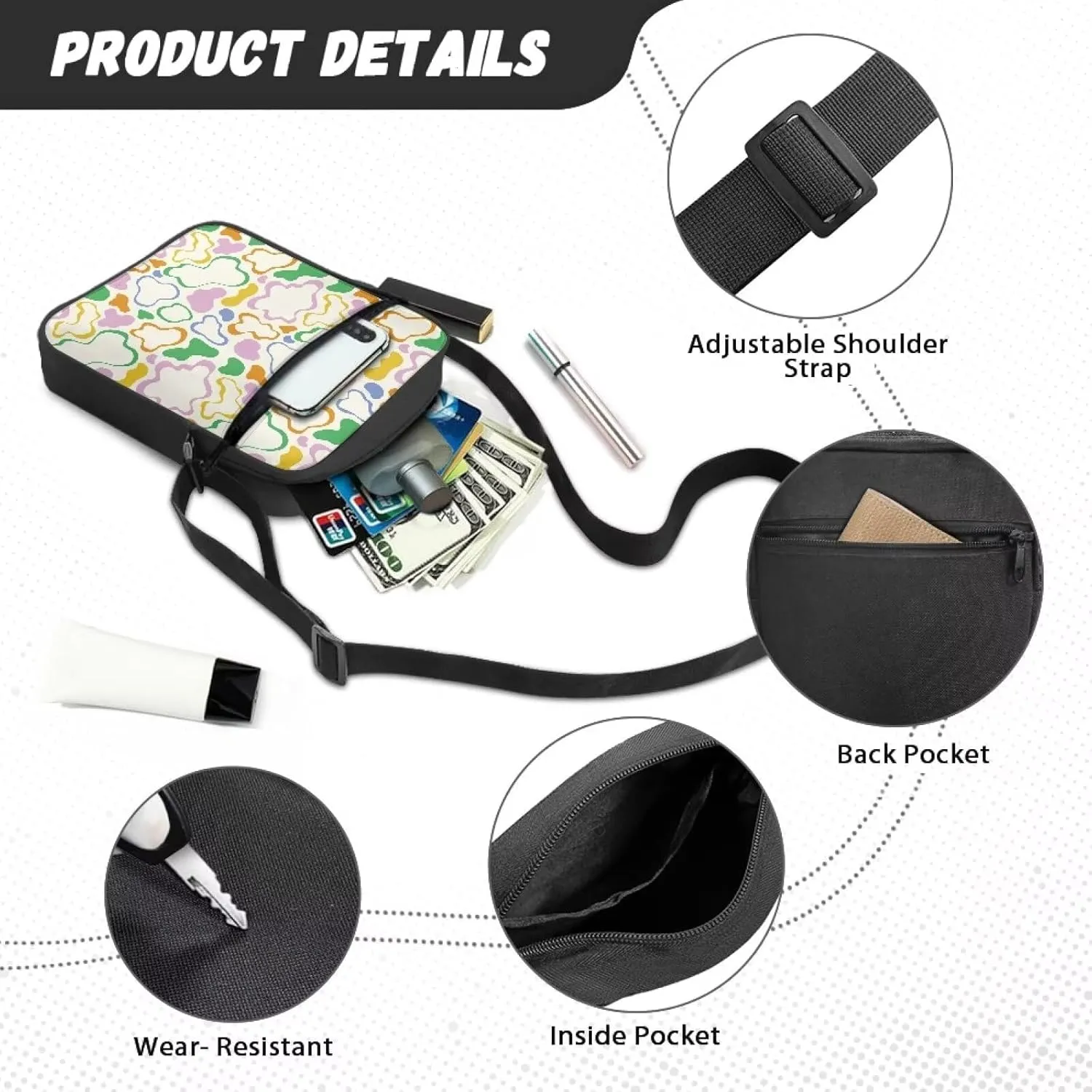 TODIYADDU Shoulder Bag for Women Crossbody Sling Bag Fashion Messenger Bag Small Cell Phone Purse Holder Wallet Nice Gifts