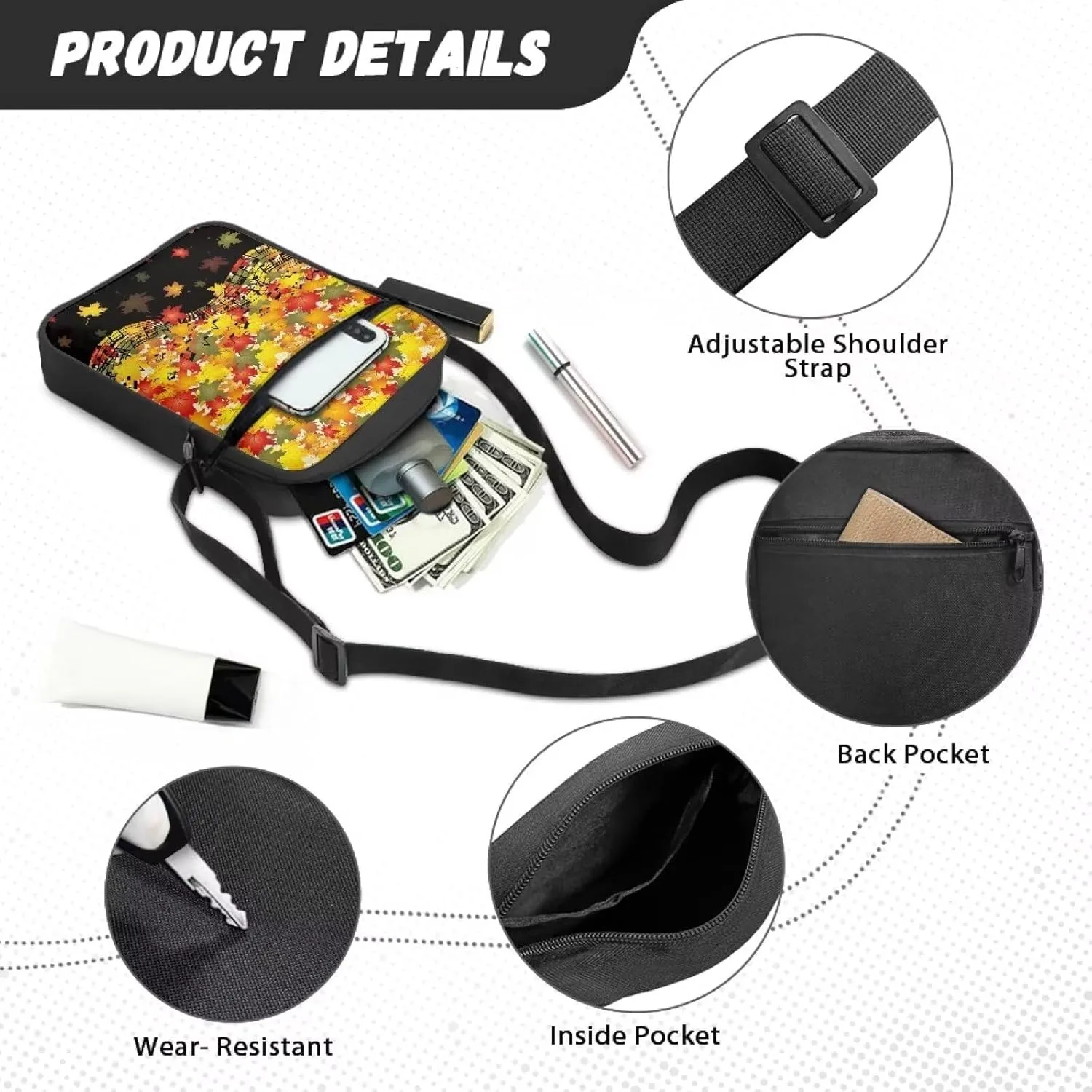 TODIYADDU Shoulder Bag for Women Crossbody Sling Bag Fashion Messenger Bag Small Cell Phone Purse Holder Wallet Nice Gifts