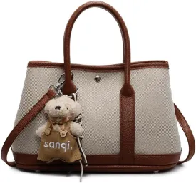 Top Handle Handbags for Women, Ladies Tote Shoulder Bag Simple Canvas Satchel