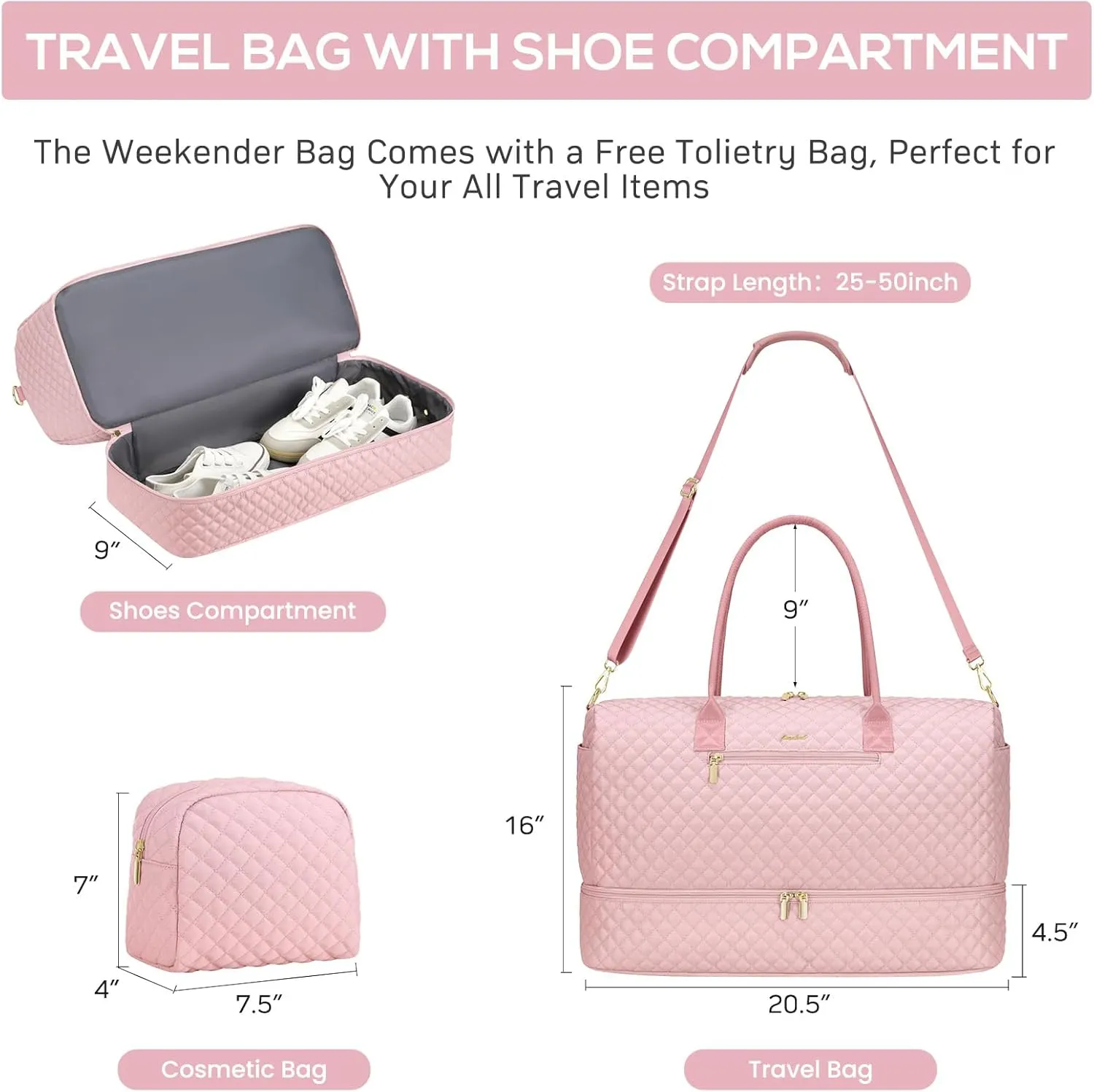 Travel Duffle Weekender Bags for Women - Carry on Bag with Shoe Compartmen Overnight Bag Hospital Bags for Labor and Delivery