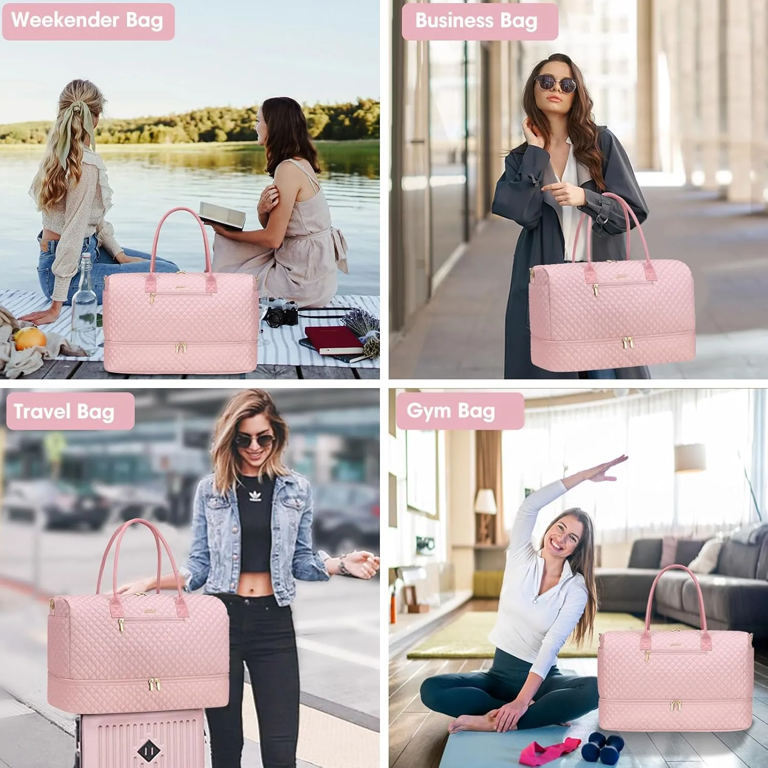 Travel Duffle Weekender Bags for Women - Carry on Bag with Shoe Compartmen Overnight Bag Hospital Bags for Labor and Delivery