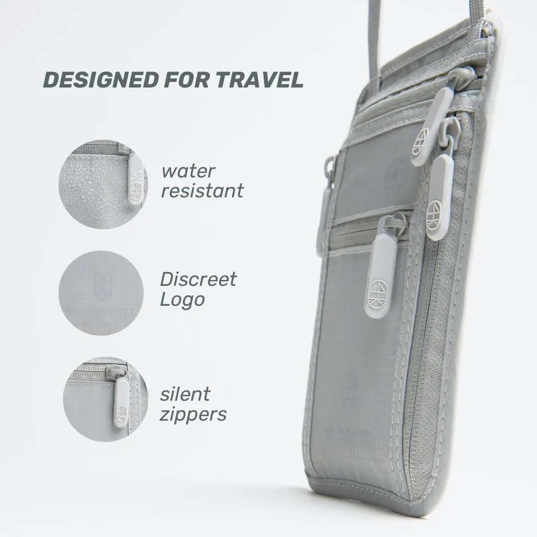 Travel Neck Wallet RFID Blocking  Hidden Passport Holder for Men & Women, Anti-Theft Travel Pouch with Adjustable Lanyard, Lightweight & Water Resistant