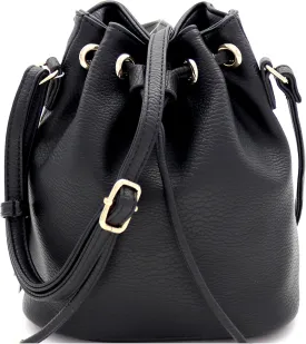 Trendeology Casual Soft PU Leather Drawstring Small 2 Way Bucket Shoulder Bag Crossbody