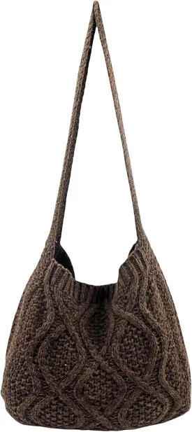 Verdusa Women's Crochet Shoulder HandBags Hobo Knitted Tote Bag Shopping Bags