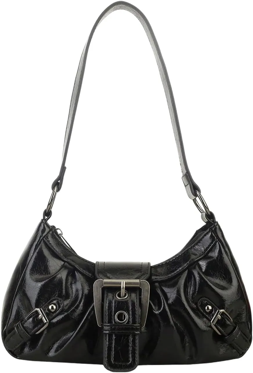 Verdusa Women's PU Leather Punk Rivet Shoulder Bags Vintage Handbag Purses