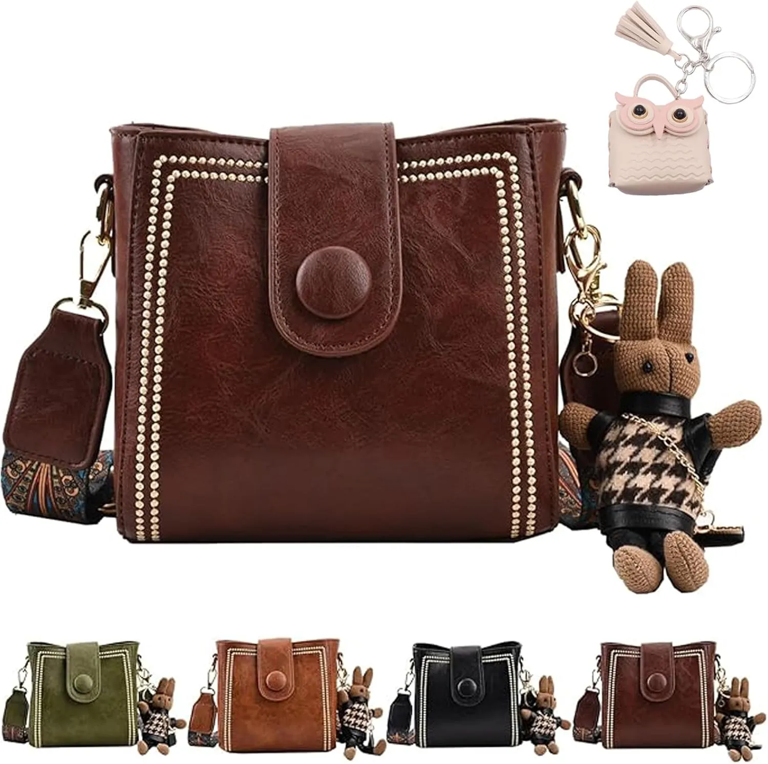 Vintage Fashion Bag with Adjustable Wider Shoulder Strap, Vintage Retro Small Water Bucket Bag, Women's Small Shoulder Bag