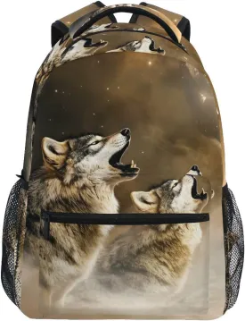 Wolf Roar Moon Backpack for School Boys Girls Laptop Travel Backpack Book Bag Daypack 11.4 16 In S Wolf Roar Moon Backpack for School Boys Girls Laptop Travel Backpack Book Bag Daypack 11.4 16 In S
