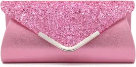 Women Envelope Clutch Bag Sequins Evening Bag Shiny Handbag with Detachable Chain Bridal Wedding Purse