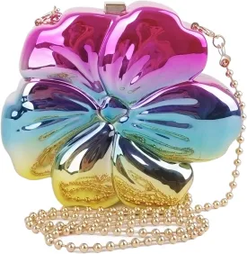 Women Flower Sparkly Acrylic Fancy Clutch Purse with Detachable Chain Evening Handbag for Party Banquet Prom