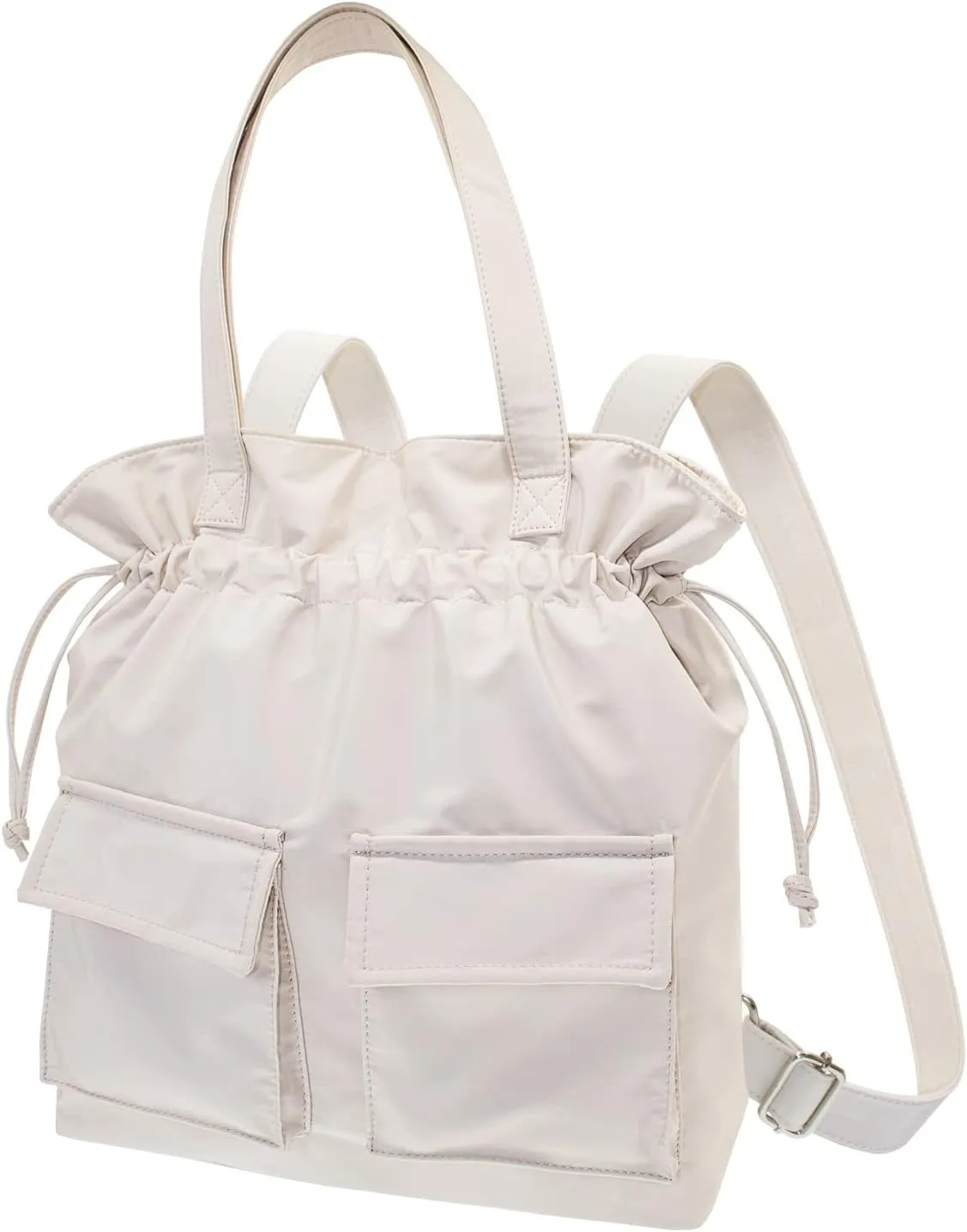 Women Nylon Backpack Convertible Backpack Tote for Women,Large Handbags and Ladies Fashion Nylon Bookbag Travel Bag (White)