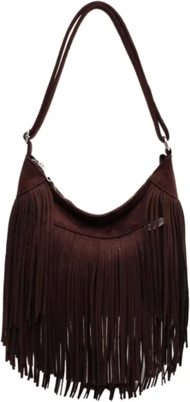 Women Vintage Suede Fringe Hobo Bag Tote Shoulder Bag Crossbody Bag and Hippie Western Cowgirl Purse Shoulder Bag