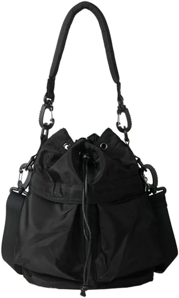 Womens Drawstring Bucket Bag Nylon Crossbody Bag Tote Handbags Casual Hobo Shoulder Purse