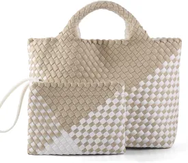 Woven Bag for Women Neoprene Tote Bag Summer Beach Travel Handbag and Purse Lightweight Foldable Retro Handmade Shoulder Bag Woven Bag for Women Neoprene Tote Bag Summer Beach Travel Handbag and Purse Lightweight Foldable Retro Handmade Shoulder Bag